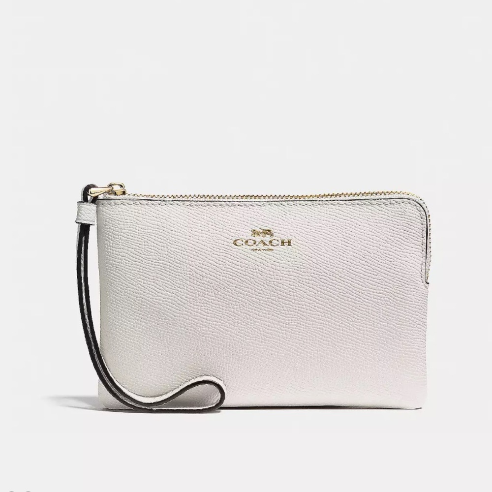 NEW•COACH•CHALK WHITE CORNER ZIP WRISTLET - Picture 2 of 10